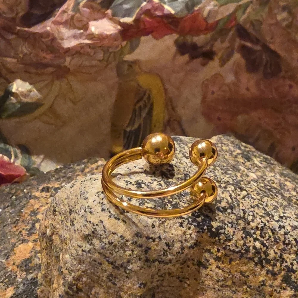 Anthropologie Ball Sphere Adjustable Ring 18k Gold Plated | NWOT